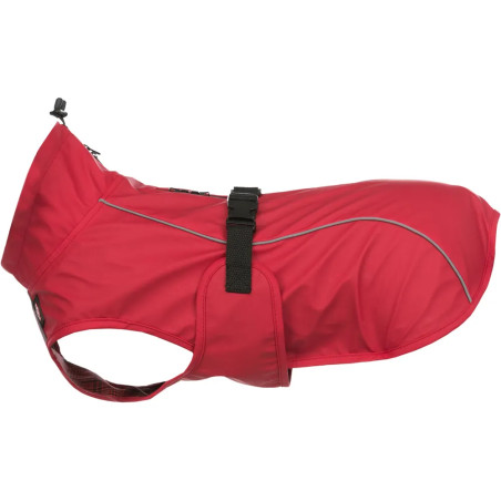 Impermeable Vimy rojo talla XL 80 cm para perro grande, tejido impermeable poliuretano/poliéster, cierre hebilla, tiras reflecta