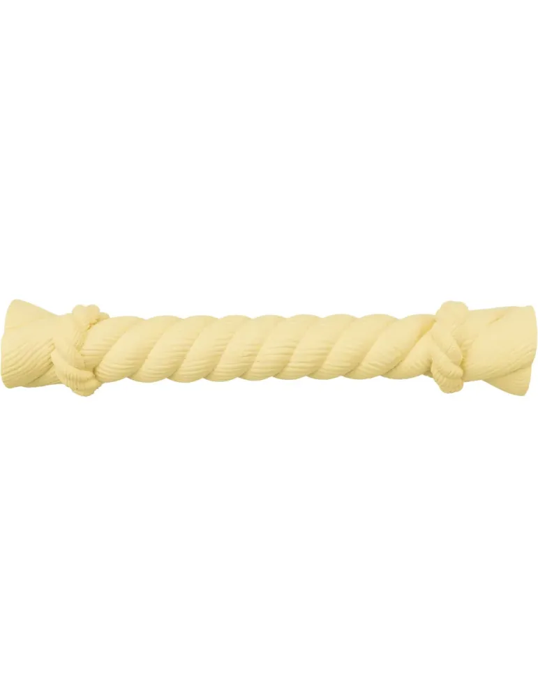 Cuerda crujiente de látex para perros, 15 cm, color crema, juguete interactivo mordedor