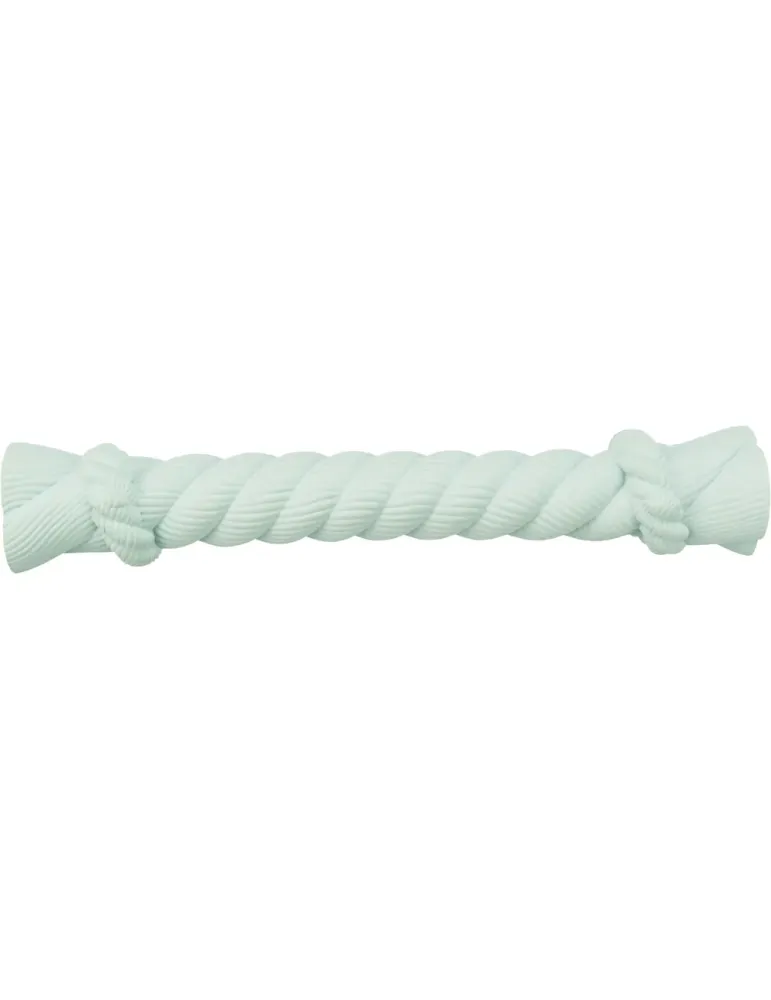 Juguete mordedor cuerda crujiente de látex para perro, 15 cm, color menta, ideal para cachorros