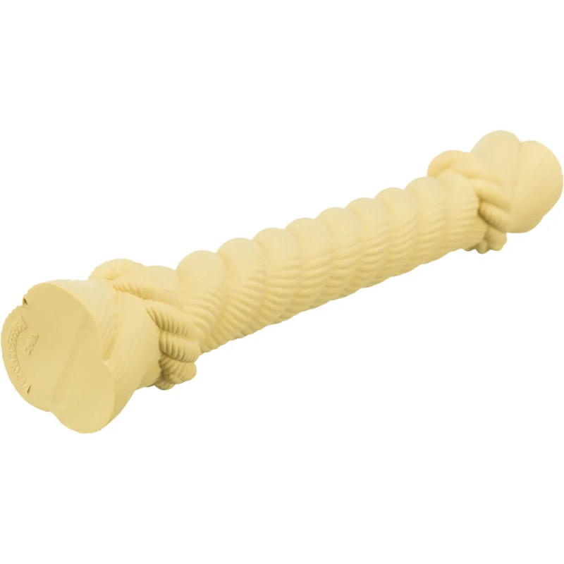 Juguete cuerda de látex crujiente para perro, 30 cm, color crema, vista en perspectiva