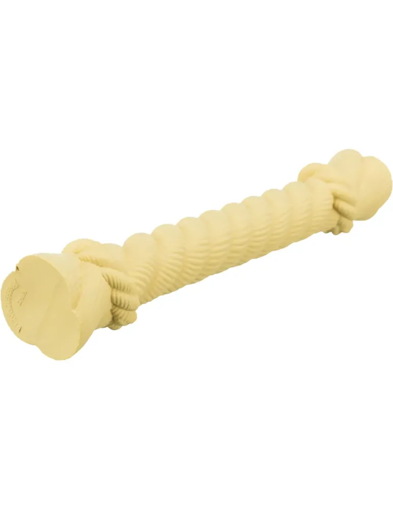 Juguete cuerda de látex crujiente para perro, 15 cm, color crema, vista en perspectiva