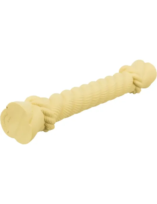 Juguete cuerda de látex crujiente para perro, 15 cm, color crema, vista en perspectiva