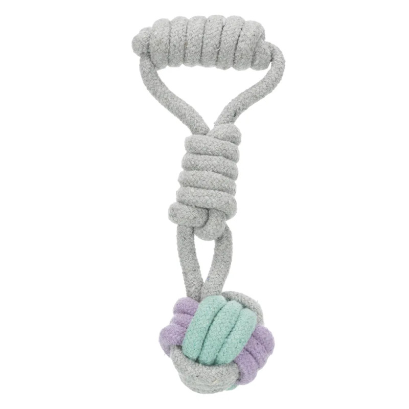 Pelota de nudo en cuerda para perro, modelo Junior de 23 cm (aprox.), mezcla algodón/poliéster, colores pastel