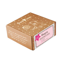 Galletas artesanales para perros “Choquis” de la marca Puro Menú en caja kraft, sin cereales y 100 % naturales, ideales como sna