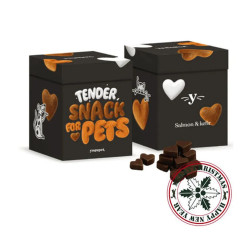 Caja negra de edición navideña Yogupet Snack salmón & kéfir para perros, croquetas en forma de corazón, premio semihúmedo funcio
