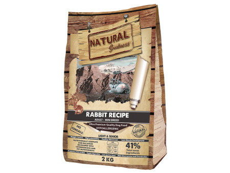 Bolsa de pienso natural para perro adulto de razas pequeñas con receta de conejo, sin cereales, alta palatabilidad y adecuado pa
