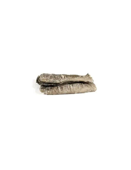 Snack de piel de fogonero natural para perros, con textura crujiente y aspecto natural.