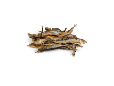 Snack de espadines deshidratados para perros, premio natural rico en proteínas y omega‑3.
