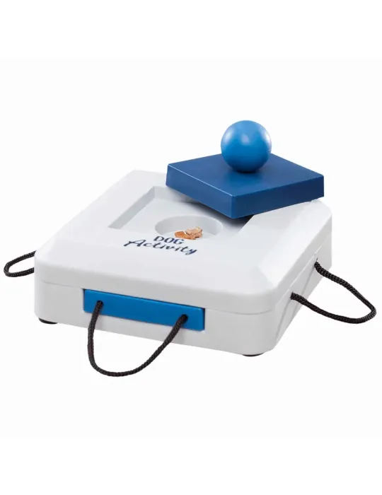 Juguete de inteligencia para perros Dog Activity Gamble Box abierto, con compartimento visible y snacks escondidos para estimula