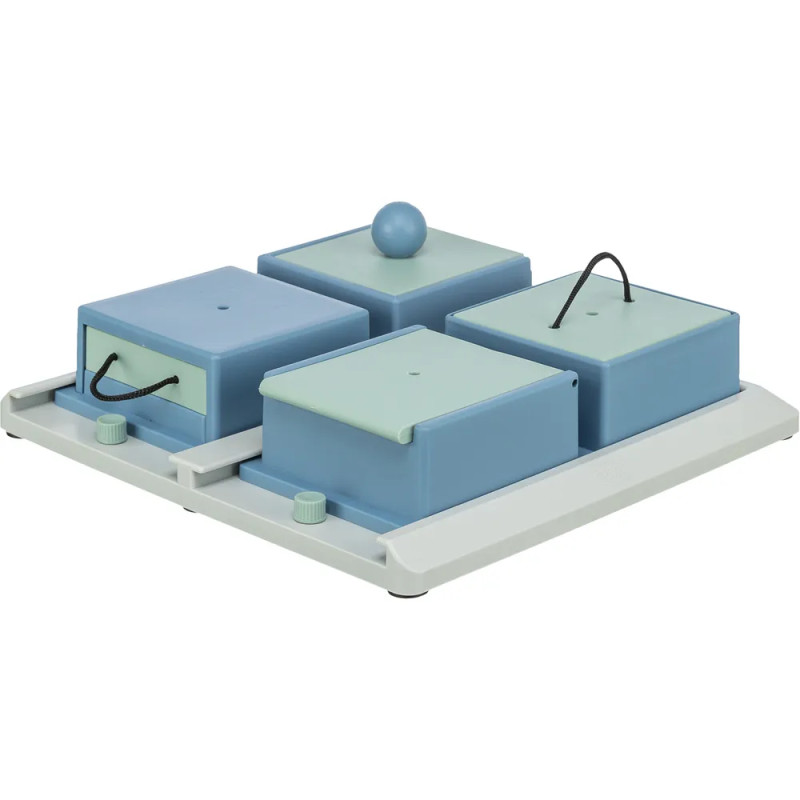 Juego de inteligencia para perros Dog Activity Poker Box Nivel 2 con múltiples compartimentos y tapas para premios, estimulación
