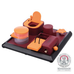 Juego de inteligencia para perros Dog Activity Puzzle Box Nivel 2 con múltiples retos interactivos de colores rojo y naranja par