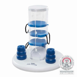 Juego de inteligencia para perros Dog Activity Gambling Tower Nivel 1 con torre interactiva y plataformas con cuerdas para ganar