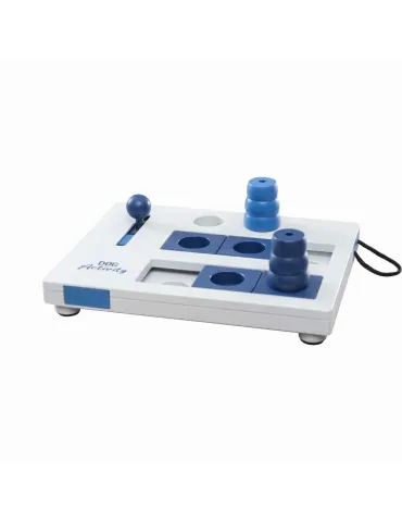 Juego interactivo Mini Mover de Dog Activity con piezas azules y compartimentos para snacks.