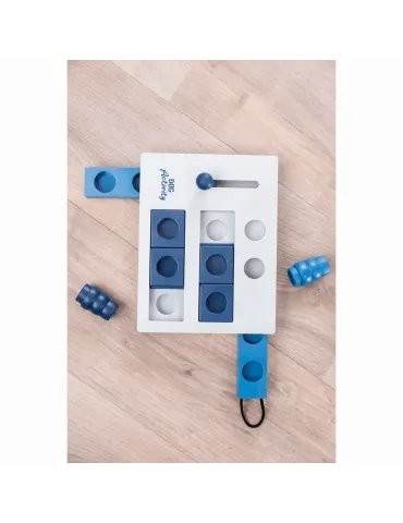 Juego interactivo Mini Mover de Dog Activity con piezas azules y compartimentos para snacks. 2