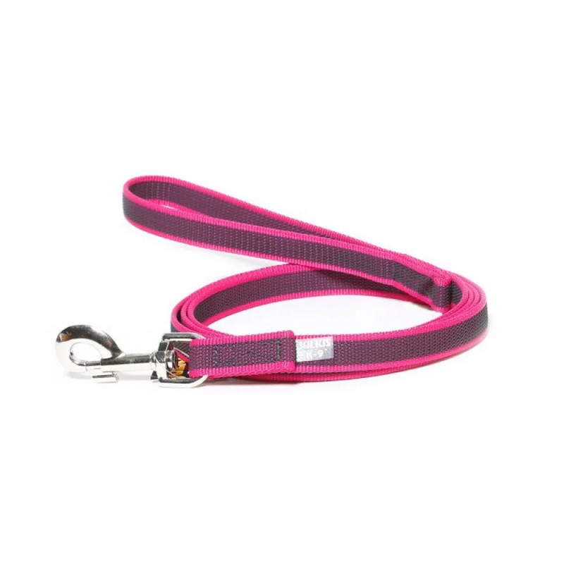 Correa entretejida rosa Julius-K9 de 1.20 metros y 14 mm para perros.