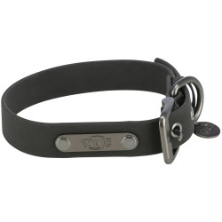 Collar Trixie para perro en PVC negro, con hebilla metálica, anilla de sujeción y diseño impermeable resistente para uso diario. 2
