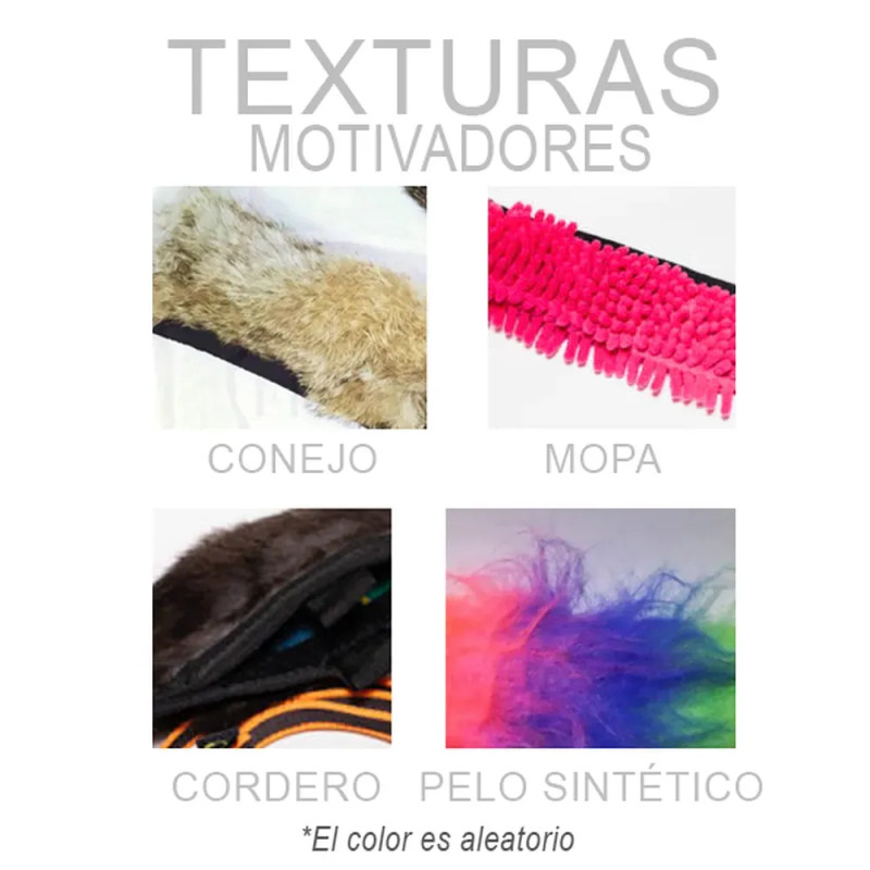 Texturas de motivadores para perros Flexipets: conejo, mopa, cordero y pelo sintético