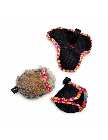 Juguetes tipo dummy para perros con piel de conejo natural y tela reforzada, Flexipets