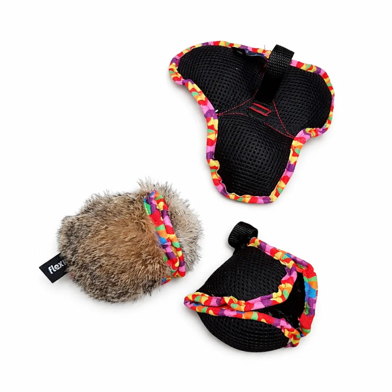Juguetes tipo dummy para perros con piel de conejo natural y tela reforzada, Flexipets