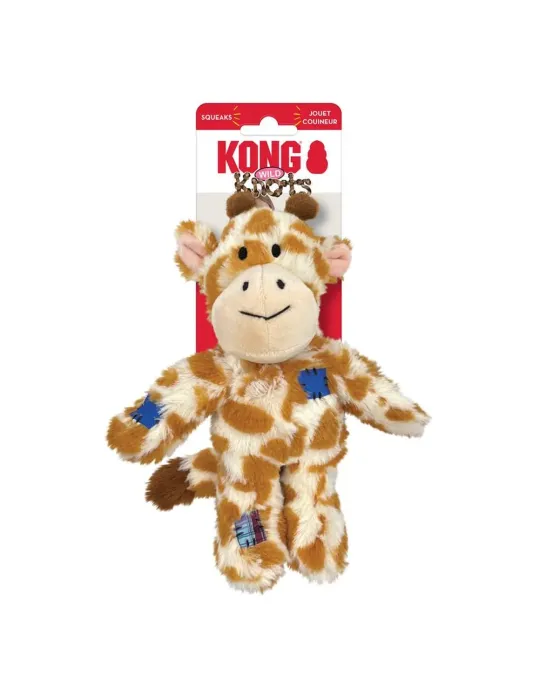 Juguete para perro KONG Wild Knots con forma de jirafa de peluche resistente con embalaje.