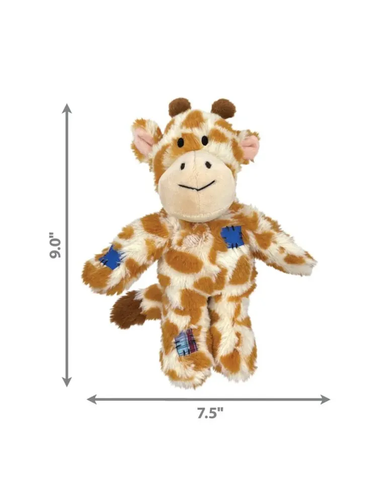 Juguete KONG Wild Knots para perro con forma de jirafa, 23 cm de alto, peluche reforzado con cuerda.