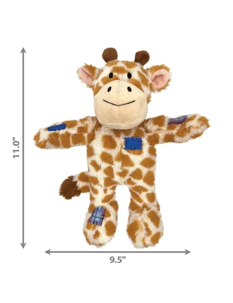 Juguete para perro KONG Wild Knots con forma de jirafa, 28 cm de alto, peluche resistente para razas medianas y grandes.