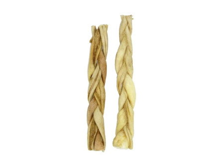Trenzas de cuero natural y cordero para perros, snack masticable saludable.