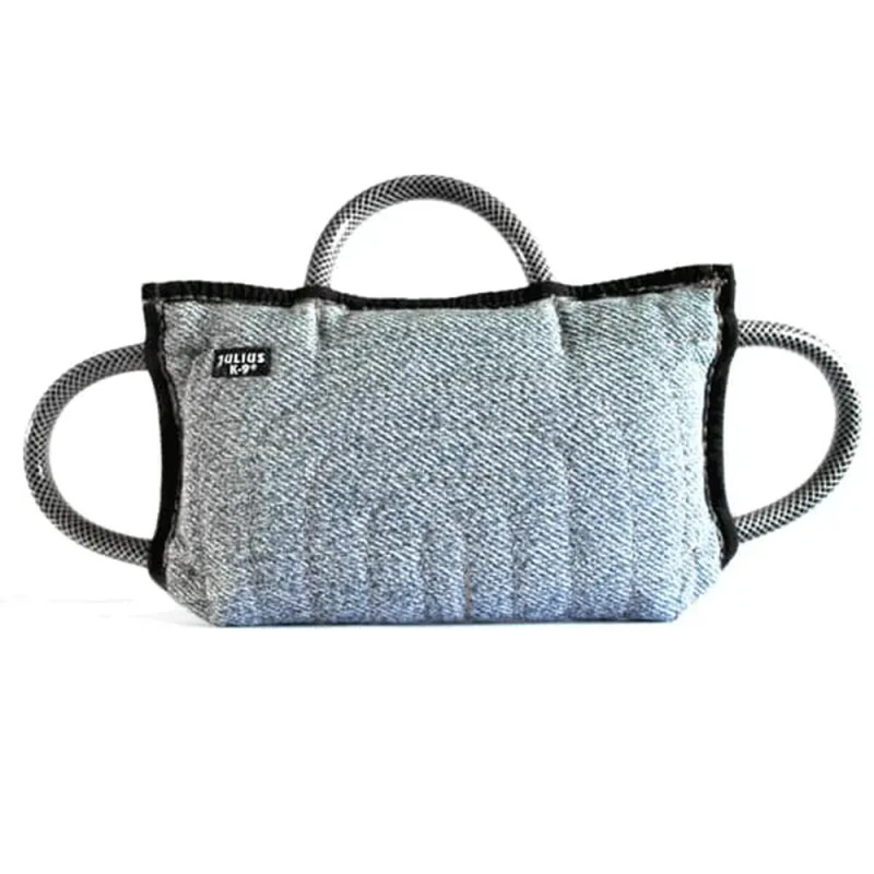 Corrector de mordida Julius K9 talla L en tela francesa soft, mordedor de adiestramiento para perros grandes con asas resistente