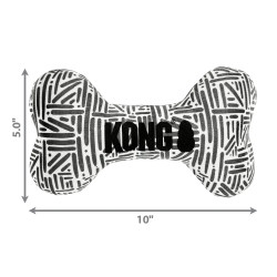 Juguete para perro KONG Maxx con forma de hueso en blanco y negro, tejido resistente con sonido. 2