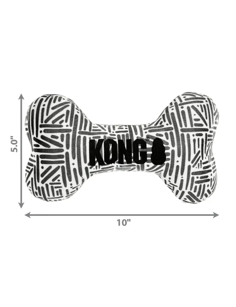 Juguete para perro KONG Maxx con forma de hueso de 25 cm x 12 cm, resistente y duradero, en blanco y negro.
