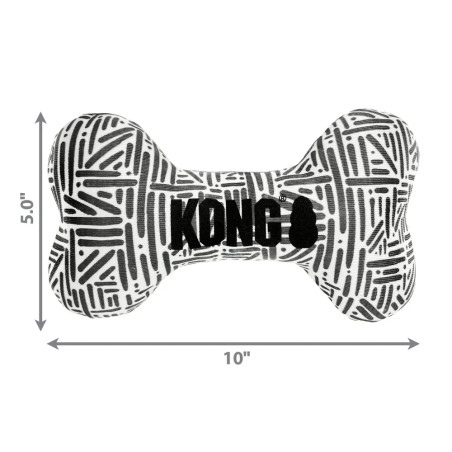 Juguete para perro KONG Maxx con forma de hueso de 25 cm x 12 cm, resistente y duradero, en blanco y negro.