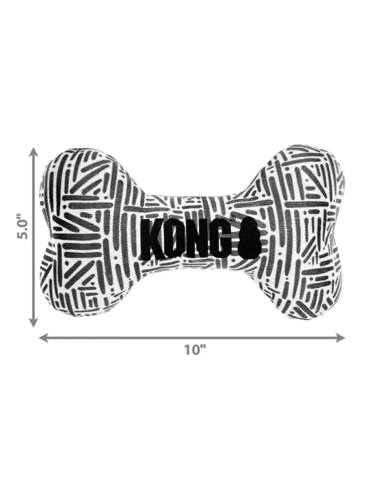 Juguete para perro KONG Maxx con forma de hueso de 25 cm x 12 cm, resistente y duradero, en blanco y negro.
