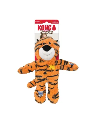 Juguete para perro KONG Wild Knots con forma de tigre de peluche resistente con embalaje.