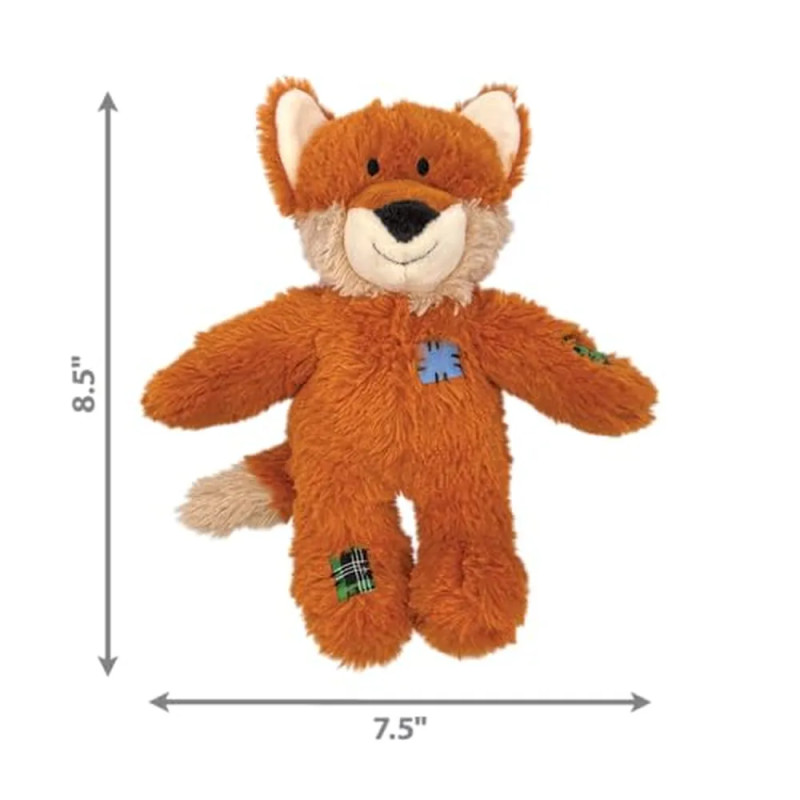 Peluche para perro KONG Wild Knots con forma de zorro, 21 cm de alto y 19 cm de ancho, ideal para juegos suaves.