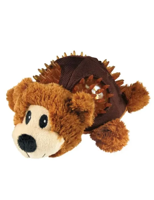 Juguete para perro KONG Shells Bear con peluche suave y superficie de textura dentada para morder.