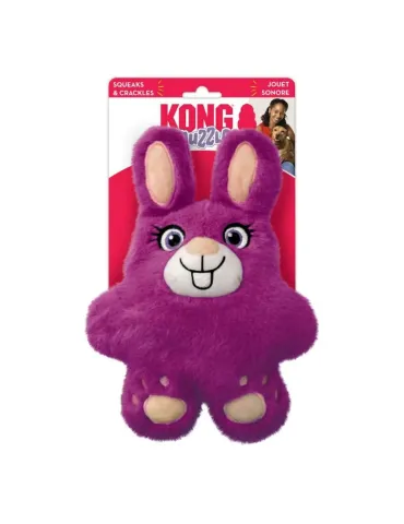Juguete para perro KONG Snuzzles con forma de conejo morado, peluche sonoro con embalaje original.