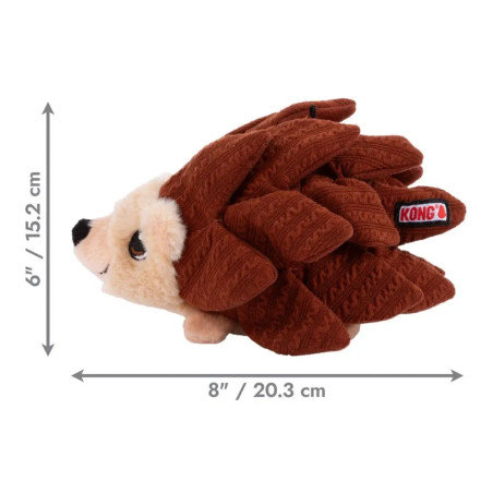 Medidas del juguete para perro KONG Layerz Forage Hedgehog: 20,3 cm de largo por 15,2 cm de alto.