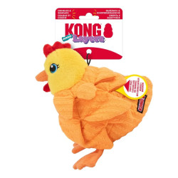Juguete para perro KONG Layerz Forage Hen (gallina) de peluche con texturas y compartimentos para snacks.