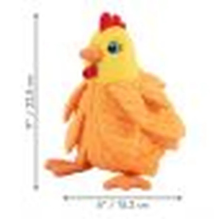 Medidas del juguete para perro KONG Layerz Forage Hen: 25,4 cm de alto por 16,3 cm de ancho.