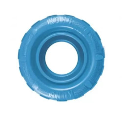 Juguete de goma KONG Puppy Tyres rosa para perros cachorros, forma de neumático para masticar y aliviar encías. 2