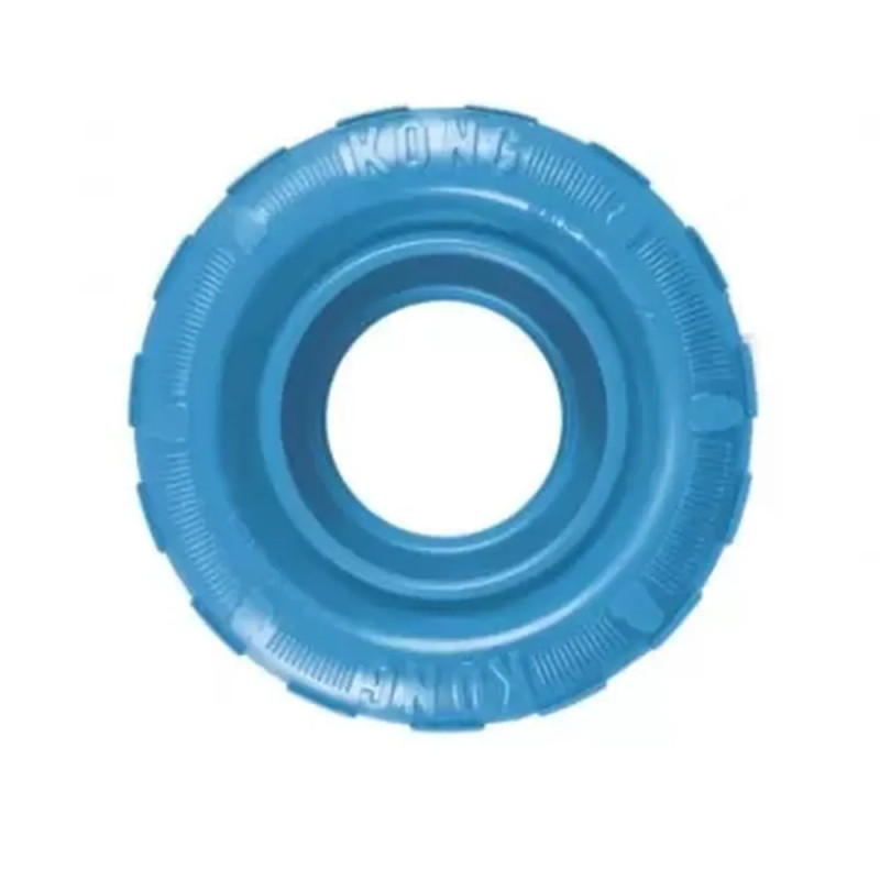 Juguete para cachorro KONG Puppy Tyres azul sin blister, anillo de caucho resistente en forma de neumático.