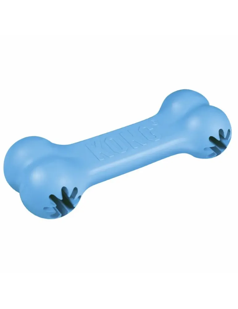 Hueso de juguete KONG Goodie Bone azul para cachorros, rellenable con premios.