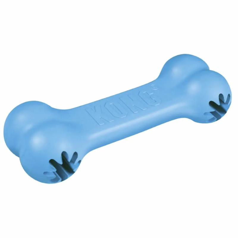 Hueso de juguete KONG Goodie Bone azul para cachorros, rellenable con premios.