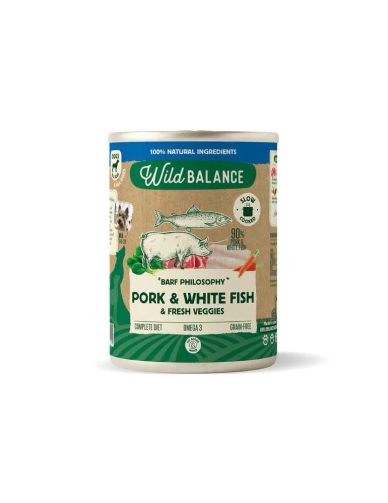 Wild Balance Comida Húmeda Cocinada de Cerdo y Merluza