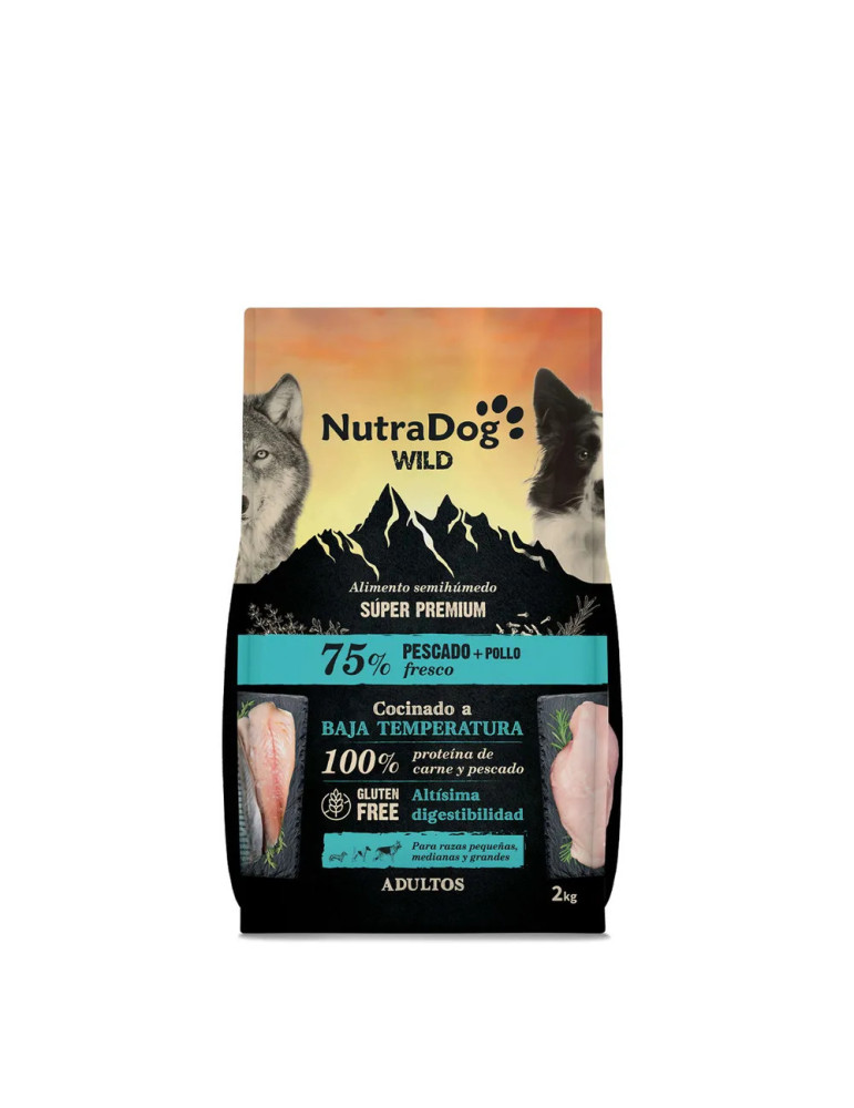 NutraDog Wild Pienso Natural Semihúmedo de Pescado y Pollo