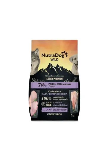 NutraDog Wild Pienso Natural Semihúmedo para Cachorros de Pollo, Cerdo y Pescado
