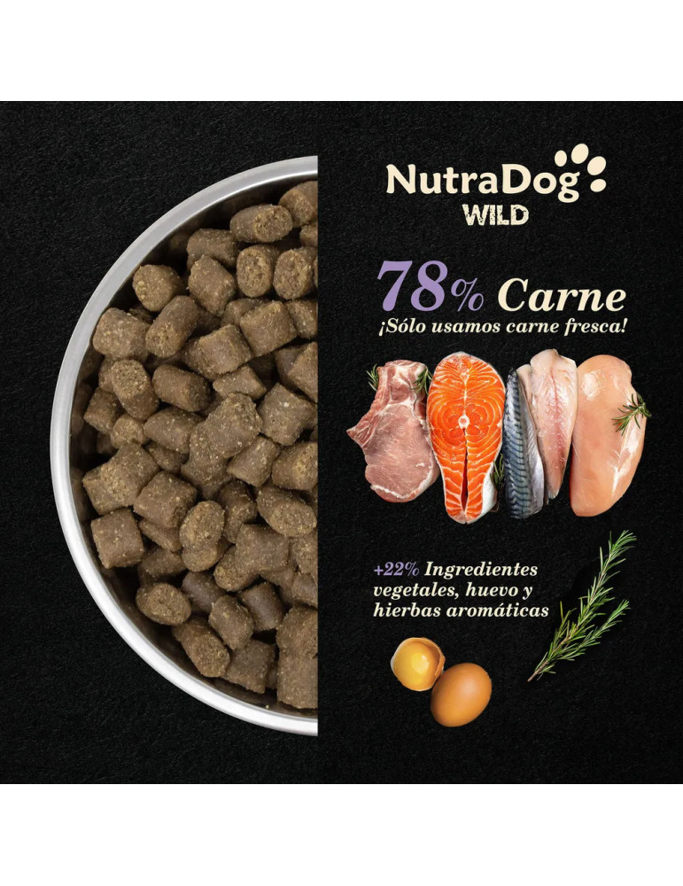 NutraDog Wild Pienso Natural Semihúmedo para Cachorros de Pollo, Cerdo y Pescado