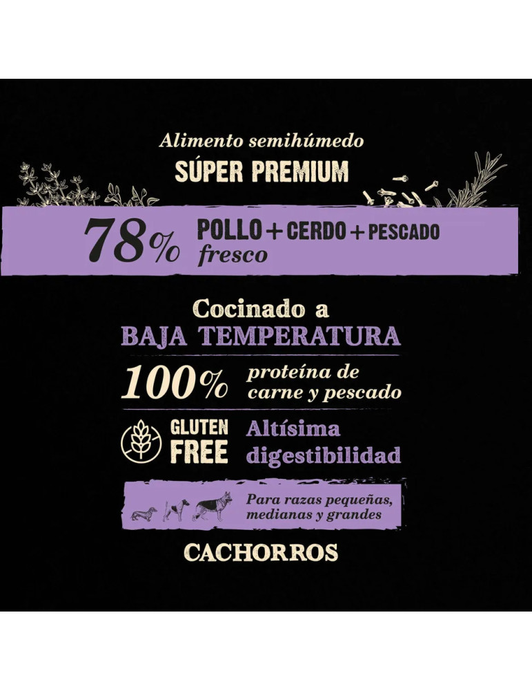 NutraDog Wild Pienso Natural Semihúmedo para Cachorros de Pollo, Cerdo y Pescado