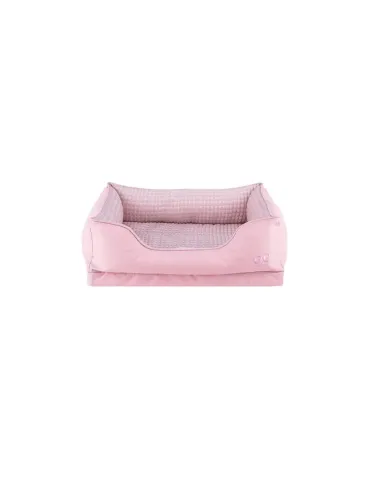 Freedog Cuna Glacial Rosa — vista oblicua de la cama con bordes 2