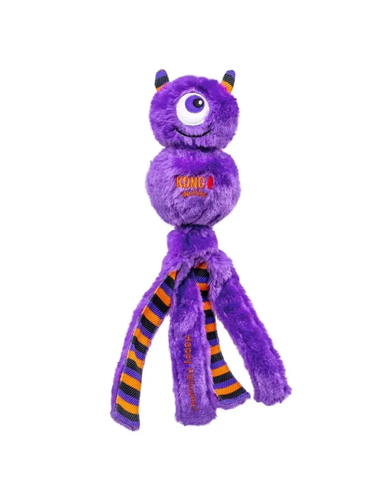 KONG Peluche Halloween Wubba Monstruo Morado — vista frontal del juguete KONG Halloween Wubba Monster Purple para perros